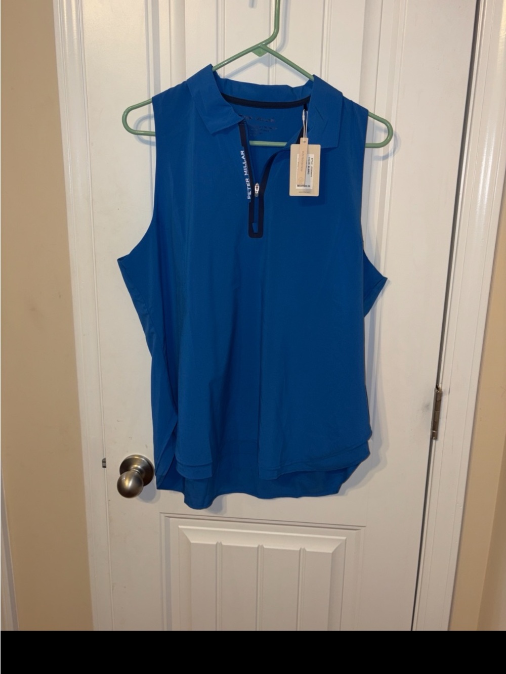 Peter Millar Royal Blue Sleeveless Zip-Front Polo - Picture 2 of 10